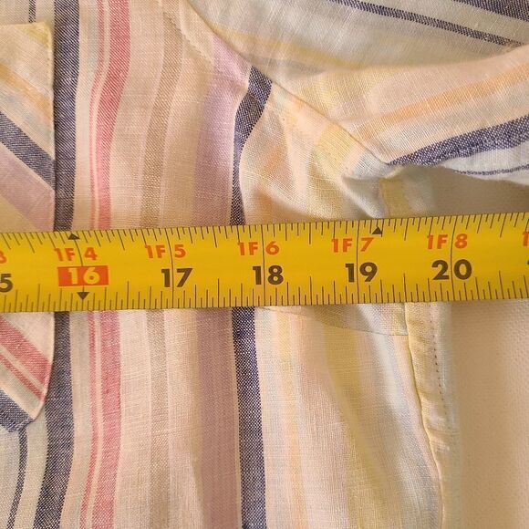 Chico's No Iron Linen Striped Blouse Top - Picture 8 of 9